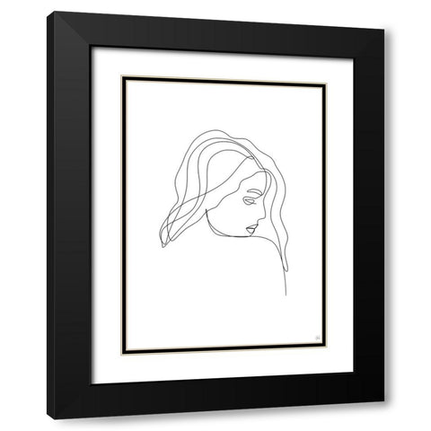 Line Lady Portrait 3 Black Modern Wood Framed Art Print with Double Matting by Line and Brush