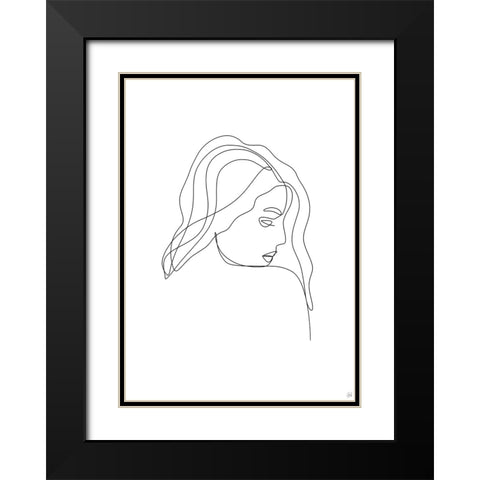 Line Lady Portrait 3 Black Modern Wood Framed Art Print with Double Matting by Line and Brush