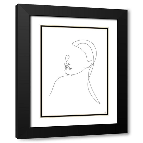 Line Lady Portrait 1 Black Modern Wood Framed Art Print with Double Matting by Line and Brush