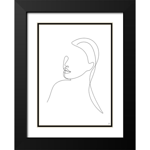 Line Lady Portrait 1 Black Modern Wood Framed Art Print with Double Matting by Line and Brush
