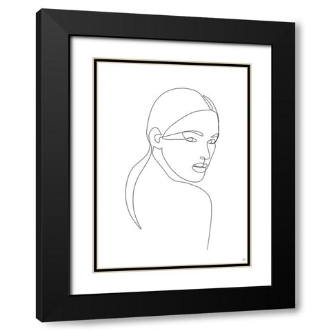 Line Lady Portrait 2 Black Modern Wood Framed Art Print with Double Matting by Line and Brush