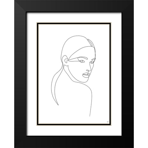 Line Lady Portrait 2 Black Modern Wood Framed Art Print with Double Matting by Line and Brush