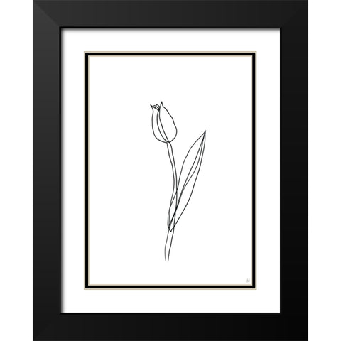 Line Tulips 2 Black Modern Wood Framed Art Print with Double Matting by Line and Brush
