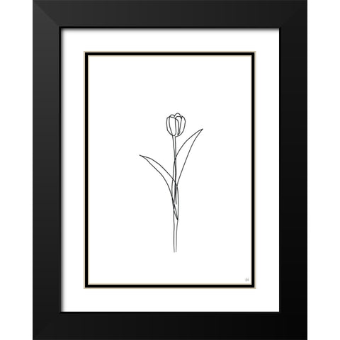 Line Tulips 3 Black Modern Wood Framed Art Print with Double Matting by Line and Brush