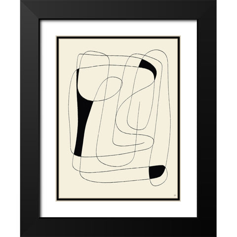 Lines To Fill 1 Black Modern Wood Framed Art Print with Double Matting by Line and Brush