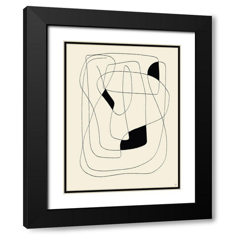 Lines To Fill 3 Black Modern Wood Framed Art Print with Double Matting by Line and Brush