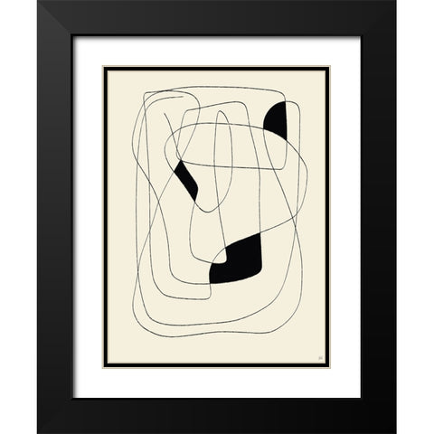 Lines To Fill 3 Black Modern Wood Framed Art Print with Double Matting by Line and Brush