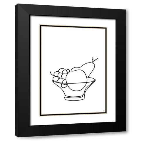 Still Life Fruit Bowl Black Modern Wood Framed Art Print with Double Matting by Line and Brush