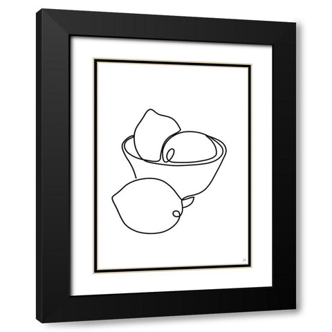 Still Life Lemons Black Modern Wood Framed Art Print with Double Matting by Line and Brush