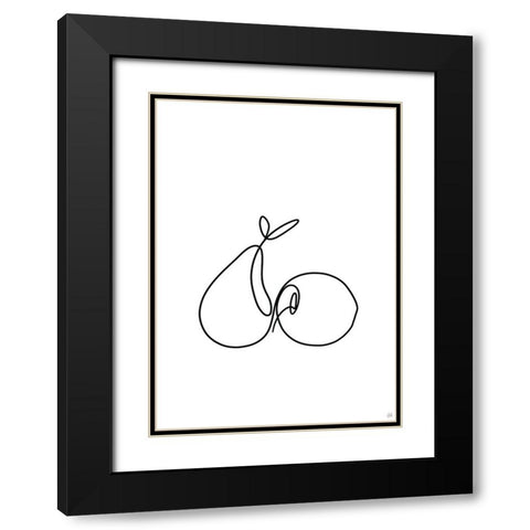 Still Life Pear and Apple Black Modern Wood Framed Art Print with Double Matting by Line and Brush