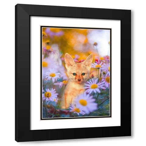 Fox in Garden Black Modern Wood Framed Art Print with Double Matting by Love Grams