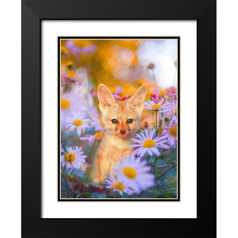 Fox in Garden Black Modern Wood Framed Art Print with Double Matting by Love Grams