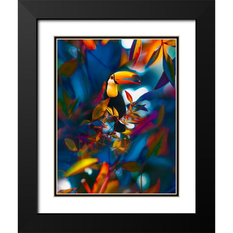 Toucan Tropics Black Modern Wood Framed Art Print with Double Matting by Love Grams