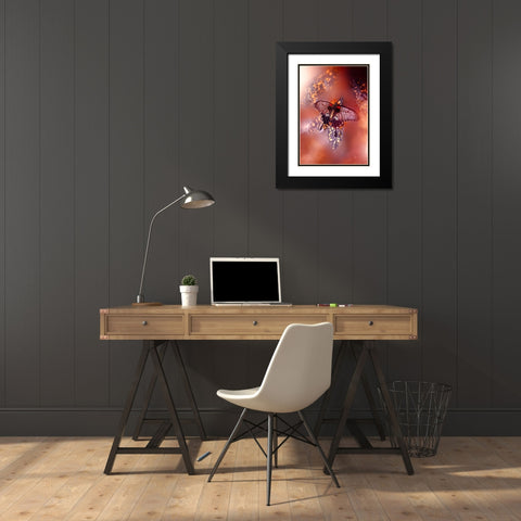 Hearts on Fire Black Modern Wood Framed Art Print with Double Matting by Love Grams