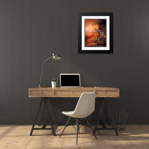 Orange Glow Black Modern Wood Framed Art Print with Double Matting by Love Grams