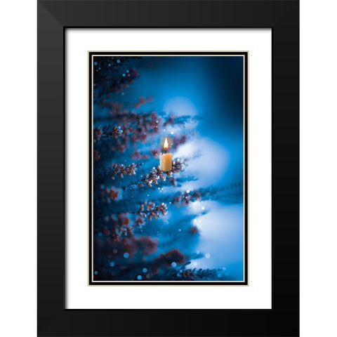 Winter Glow Black Modern Wood Framed Art Print with Double Matting by Love Grams