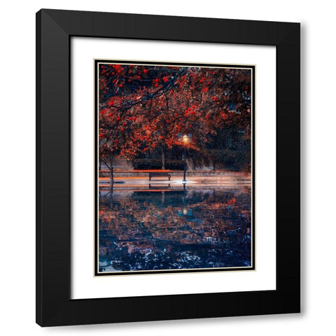 Along the Canal Black Modern Wood Framed Art Print with Double Matting by Love Grams