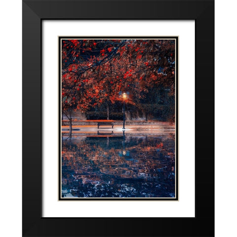 Along the Canal Black Modern Wood Framed Art Print with Double Matting by Love Grams
