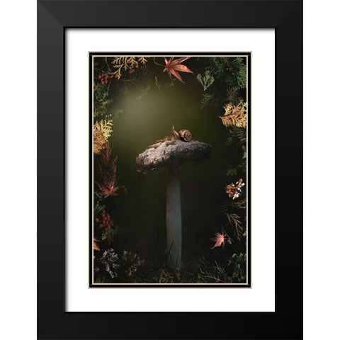 Mushroom Medley Black Modern Wood Framed Art Print with Double Matting by Love Grams