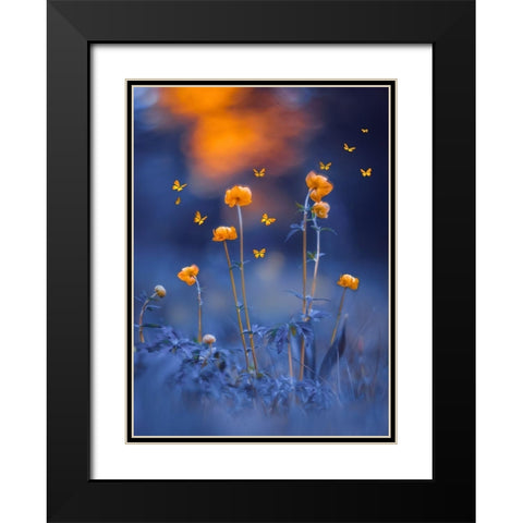The Blue Meadow Black Modern Wood Framed Art Print with Double Matting by Love Grams