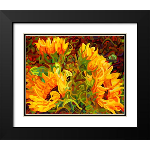 Four Sunflowers Black Modern Wood Framed Art Print with Double Matting by Budan, Mandy