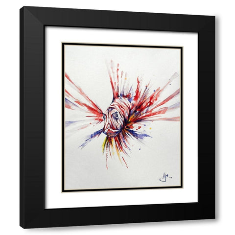 Pterois Black Modern Wood Framed Art Print with Double Matting by Allante, Marc