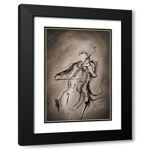 The Cellist Black Modern Wood Framed Art Print with Double Matting by Allante, Marc
