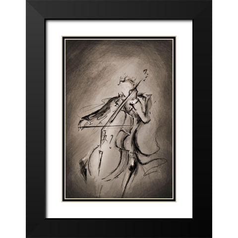 The Cellist Black Modern Wood Framed Art Print with Double Matting by Allante, Marc