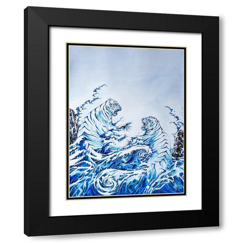 The Crashing Waves Black Modern Wood Framed Art Print with Double Matting by Allante, Marc