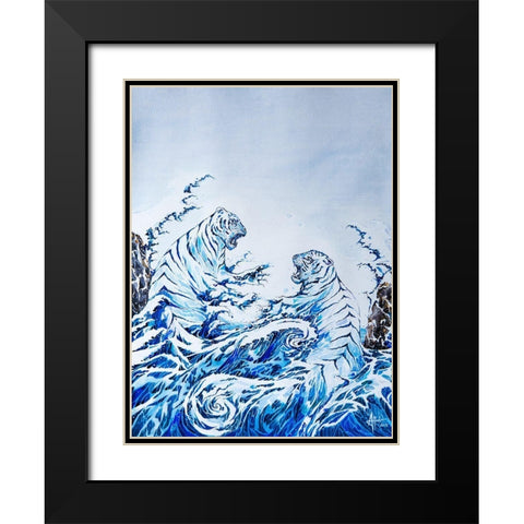 The Crashing Waves Black Modern Wood Framed Art Print with Double Matting by Allante, Marc