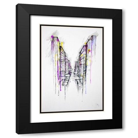 This City Sleeps Black Modern Wood Framed Art Print with Double Matting by Allante, Marc