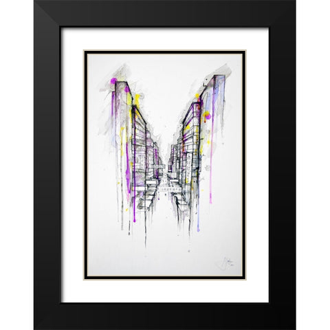 This City Sleeps Black Modern Wood Framed Art Print with Double Matting by Allante, Marc