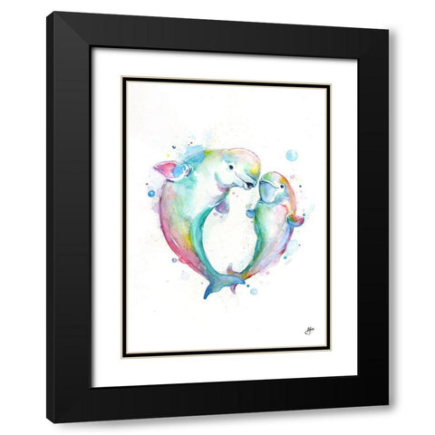 Bubbly Belugas Black Modern Wood Framed Art Print with Double Matting by Allante, Marc