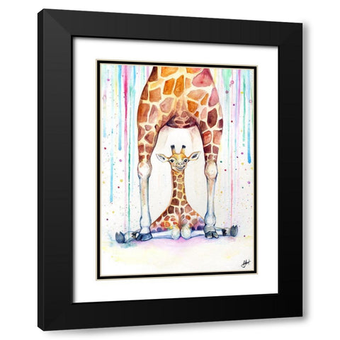 Gorgeous Giraffes (Rain) Black Modern Wood Framed Art Print with Double Matting by Allante, Marc