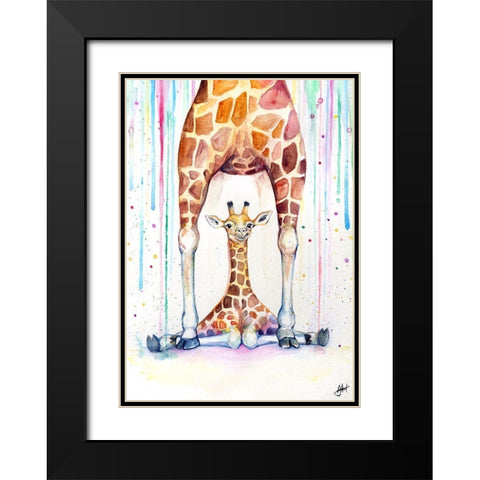 Gorgeous Giraffes (Rain) Black Modern Wood Framed Art Print with Double Matting by Allante, Marc