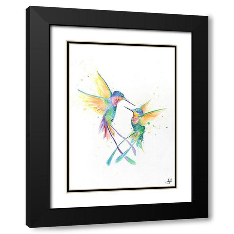 Happy Hummingbirds Black Modern Wood Framed Art Print with Double Matting by Allante, Marc