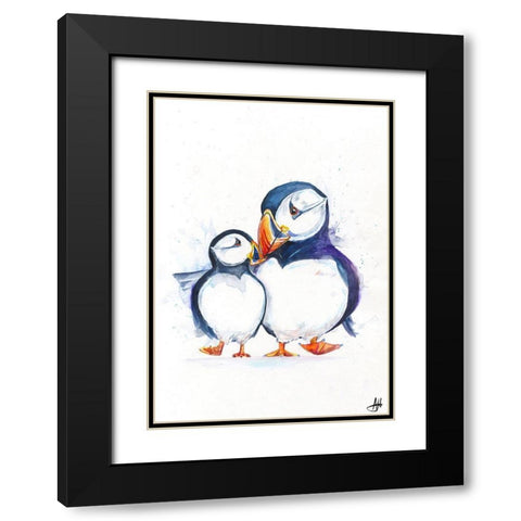 Parading Puffins (Signed) Black Modern Wood Framed Art Print with Double Matting by Allante, Marc