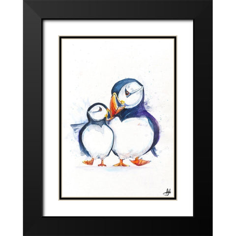 Parading Puffins (Signed) Black Modern Wood Framed Art Print with Double Matting by Allante, Marc