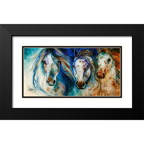 3 Wild Appaloosa Horses Black Modern Wood Framed Art Print with Double Matting by Baldwin, Marcia