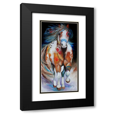 Brave The Indian War Horse Black Modern Wood Framed Art Print with Double Matting by Baldwin, Marcia