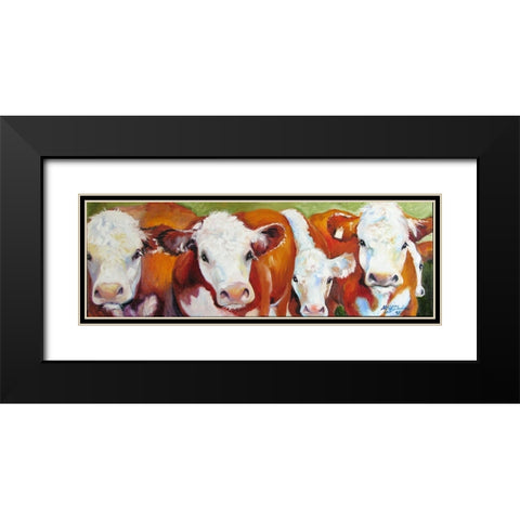 Fab Five Cows Black Modern Wood Framed Art Print with Double Matting by Baldwin, Marcia