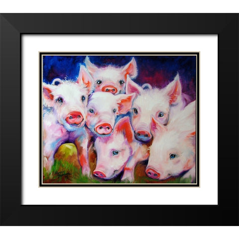 Half Dozen Piglets Black Modern Wood Framed Art Print with Double Matting by Baldwin, Marcia