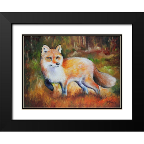 Little Red Fox Black Modern Wood Framed Art Print with Double Matting by Baldwin, Marcia