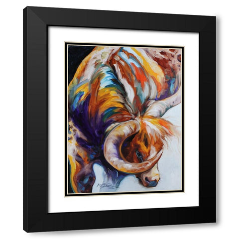 Longhorn Abstract Black Modern Wood Framed Art Print with Double Matting by Baldwin, Marcia