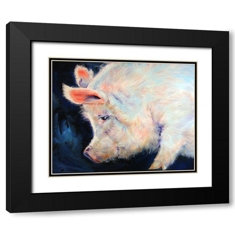 My Pink Pig Black Modern Wood Framed Art Print with Double Matting by Baldwin, Marcia