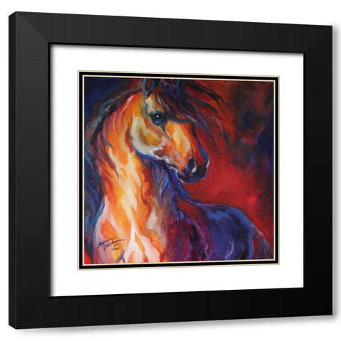 Stallion Red Dawn Black Modern Wood Framed Art Print with Double Matting by Baldwin, Marcia