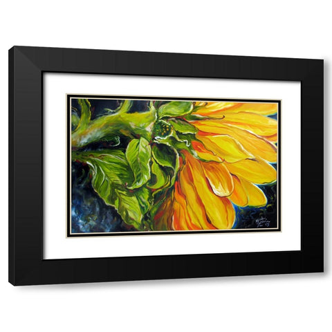 Sunflower Abstract Black Modern Wood Framed Art Print with Double Matting by Baldwin, Marcia