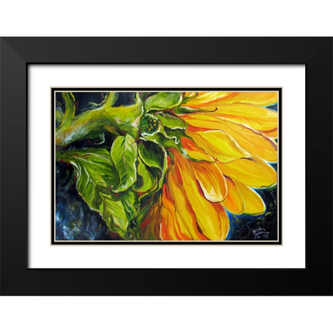 Sunflower Abstract Black Modern Wood Framed Art Print with Double Matting by Baldwin, Marcia