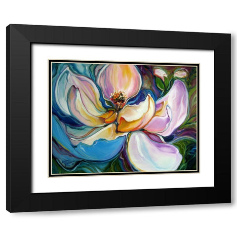 Sweet Maganolia Modern Floral Abstract Black Modern Wood Framed Art Print with Double Matting by Baldwin, Marcia