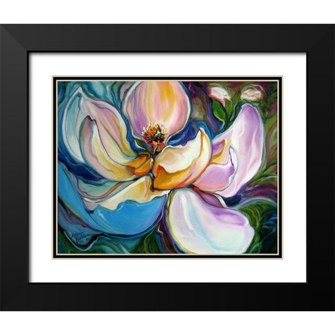 Sweet Maganolia Modern Floral Abstract Black Modern Wood Framed Art Print with Double Matting by Baldwin, Marcia